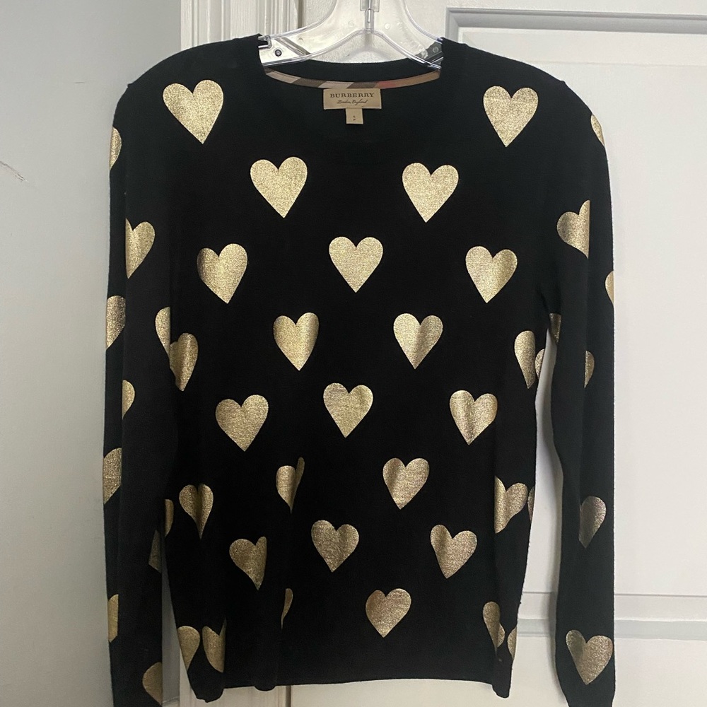 Gold Heart Burberry Sweater Size Small
